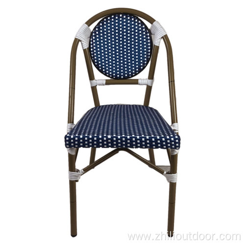 Navy Blue Bistro Wicker French Rattan Outdoor Chairs